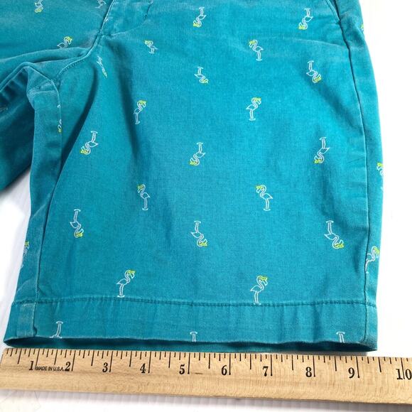 Flamingo Chino Shorts Mens 30x8.5 Teal Stretch Golf Summer Preppy Resort George - Picture 9 of 11